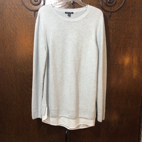 Hilary Radley Sweaters - HILARY RADLEY Lagenlook Pullover Longline Sweater Gray/White Sz XL